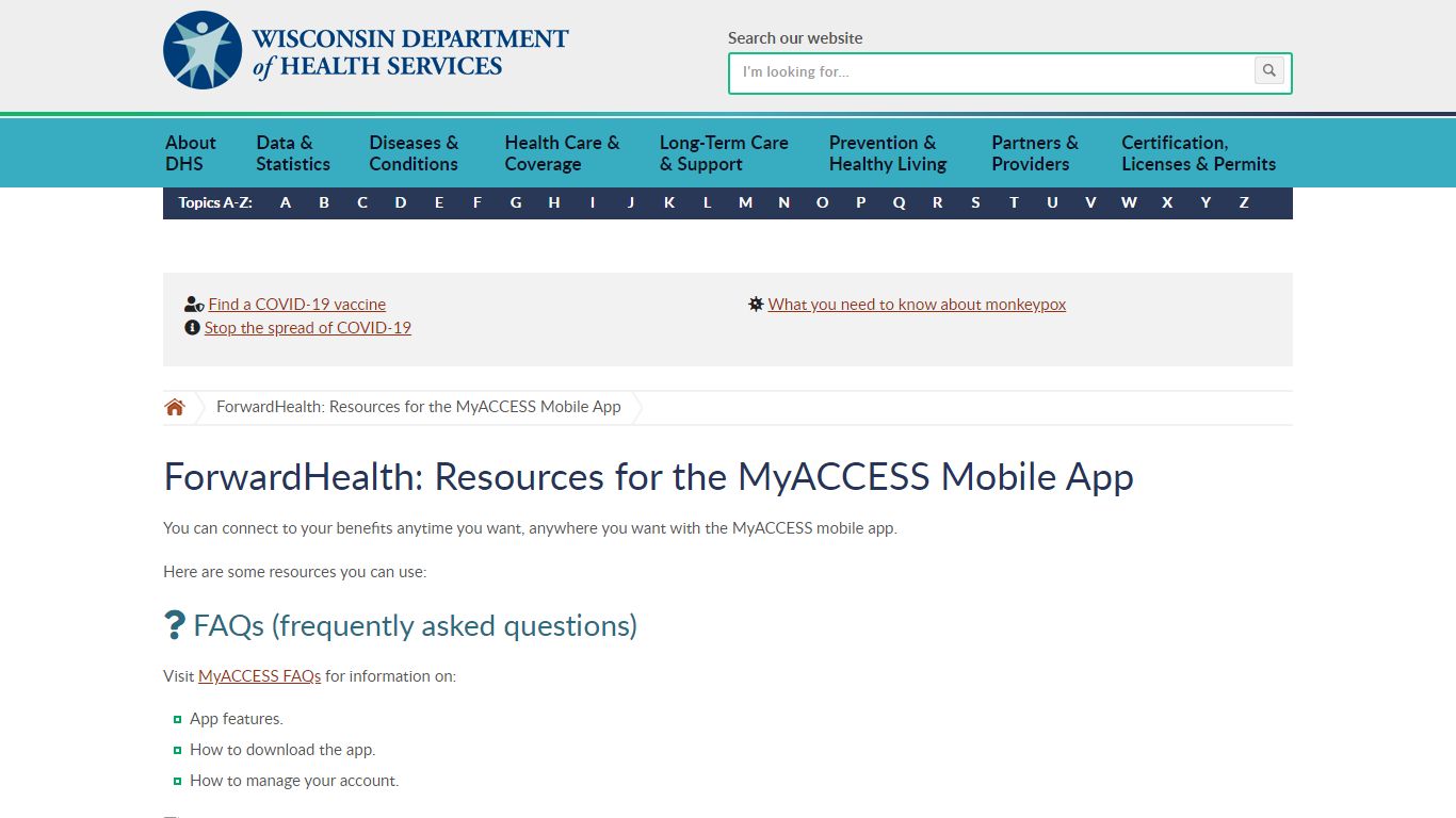 ForwardHealth: Resources for the MyACCESS Mobile App | Wisconsin ...