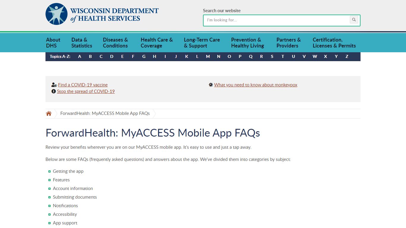 ForwardHealth: MyACCESS Mobile App FAQs | Wisconsin Department of ...