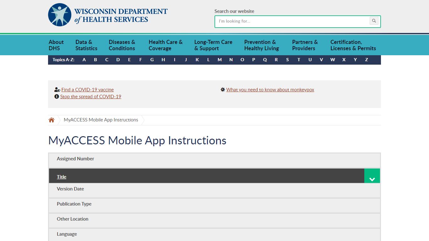 MyACCESS Mobile App Instructions - Wisconsin Department of Health Services